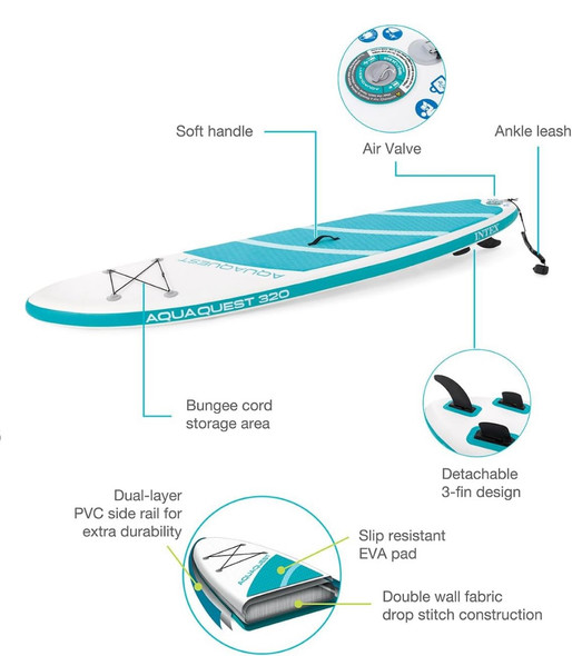 INTEX AquaQuest 320 Inflatable Paddle Board Series - TEAL