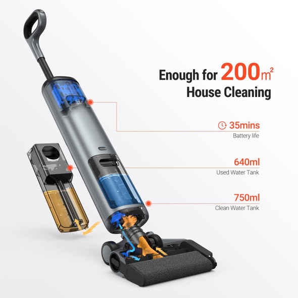 OSOTEK H200 Cordless Wet Dry Vacuum Cleaner & Mop & Wash 3 in 1 - SILVER