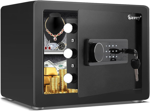 Kavey 0.8 Cub Safe Box with Backlit Touch Screen Keypad and Dual Alarm System