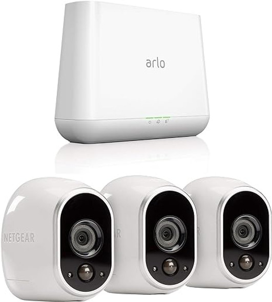 Arlo by NETGEAR Security System 3 HD Cameras Gen 4 Base VMS3330H-100NAS - White