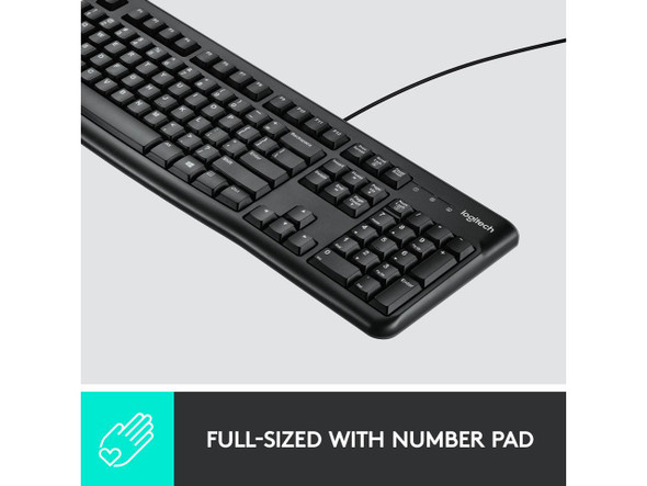 Logitech K120 Wired Keyboard for Windows, Plug and Play, Full-Size