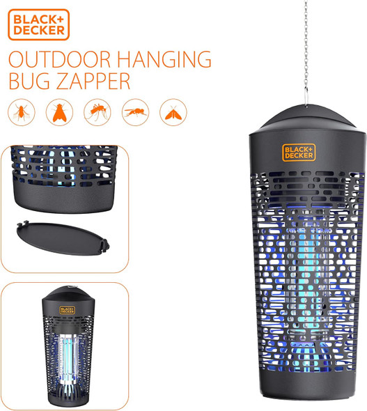 BLACK+DECKER Bug Zapper Mosquito Killer Indoor and Outdoor - Black