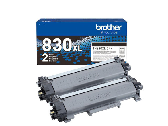 Brother Genuine TN830XL2PK Black High Yield Printer Toner Cartridge 2-Pack