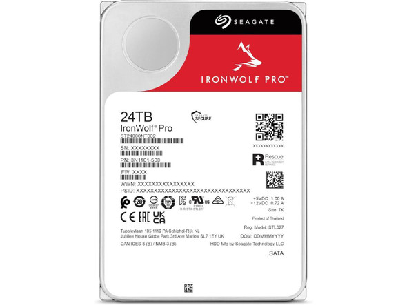 Seagate IronWolf Pro ST24000NT002 24TB 7200 RPM 512MB Cache SATA 6.0Gb/s 3.5" Seagate IronWolf Pro ST24000NT002 24TB 7200 RPM 512MB Cache SATA 6.0Gb/s 3.5"