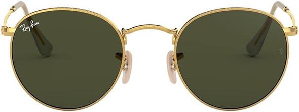 Ray-Ban RB3447 ROUND METAL 50mm Sunglasses - POLISHED GOLD GREEN LENS