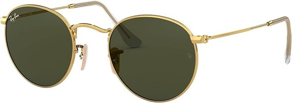 Ray-Ban RB3447 ROUND METAL 50mm Sunglasses - POLISHED GOLD GREEN LENS