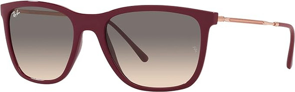 RAY-BAN RB4344 SQUARE SUNGLASSES - RED CHERRY/CLEAR GRADIENT GREY