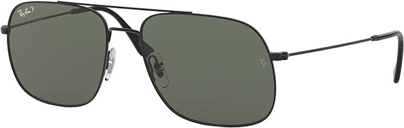 Ray-Ban RB3595 Andrea Square Sunglasses - RUBBER BLACK/POLARIZED DARK GREEN
