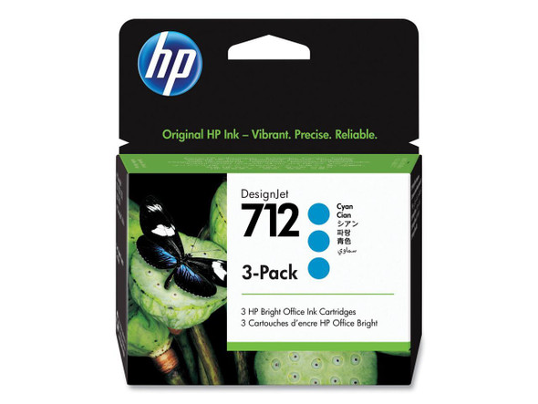 HP 712 3ED77A Cyan Original Ink Cartridge 3/Pack