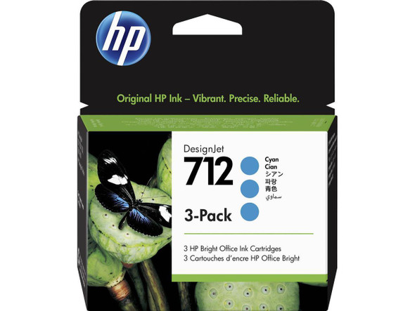 HP 712 3ED77A Cyan Original Ink Cartridge 3/Pack