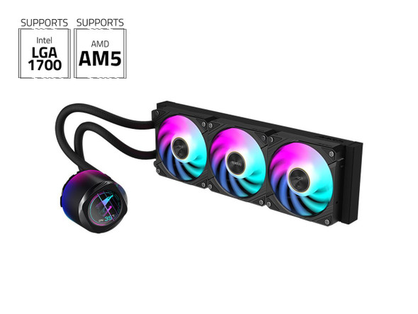 AORUS WATERFORCE X II 360 Liquid CPU Cooler, 360mm Radiator with 3x 120mm low