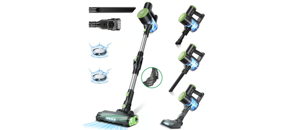 PRETTYCARE 6 in 1 Lightweight Stick, 180° Bendable Wand, Cordless Vacuum Cleaner