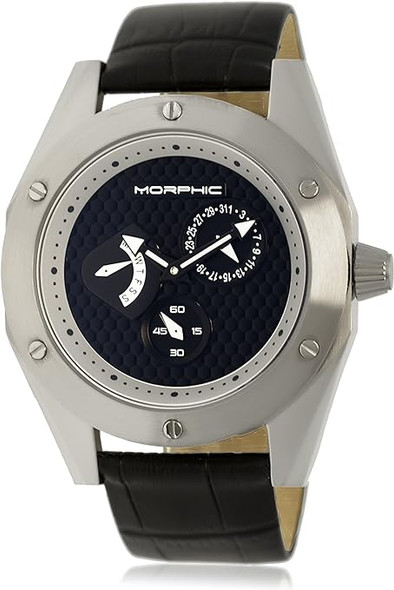 MORPHIC Men's M46 Series Stainless Leather Watch MPH4602 - Steel/Black