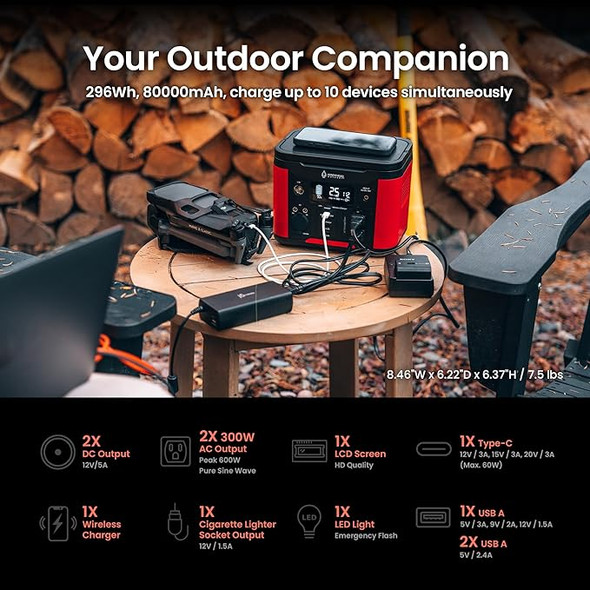 ARROWHEAD OUTDOOR 296W Portable Power Station Generator PEP-S300T - BLACK/RED