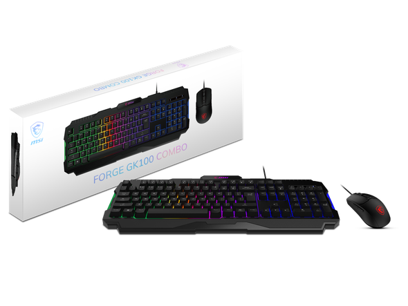 MSI Forge GK100 Combo – Gaming RGB Keyboard & Mouse Set, 19-Key Anti-Ghosting,