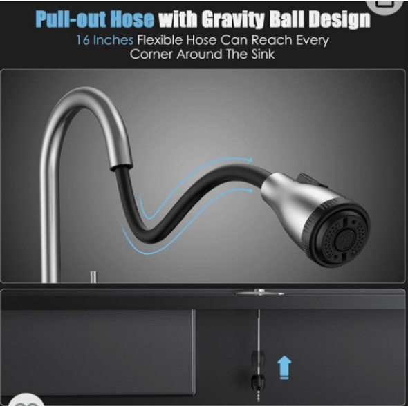 WaterSong Touchless Kitchen Faucet Sink w/ Smart Sensor WS062200 Brushed Nickel