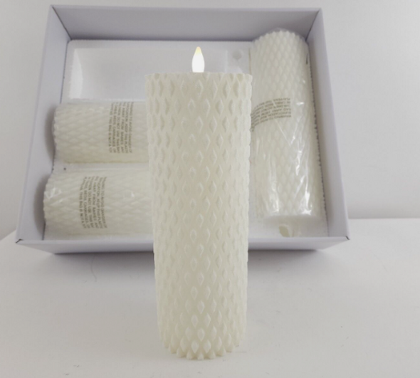 Home Reflections Flameless Candles Diamond Glitter Pillars - Set of 4 - White