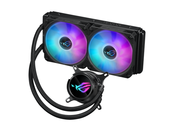 ASUS ROG Strix LC III 240 ARGB all-in-one CPU liquid cooler with 360° rotatable