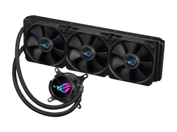 ASUS ROG Strix LC III 360 all-in-one CPU liquid cooler with 360° rotatable water