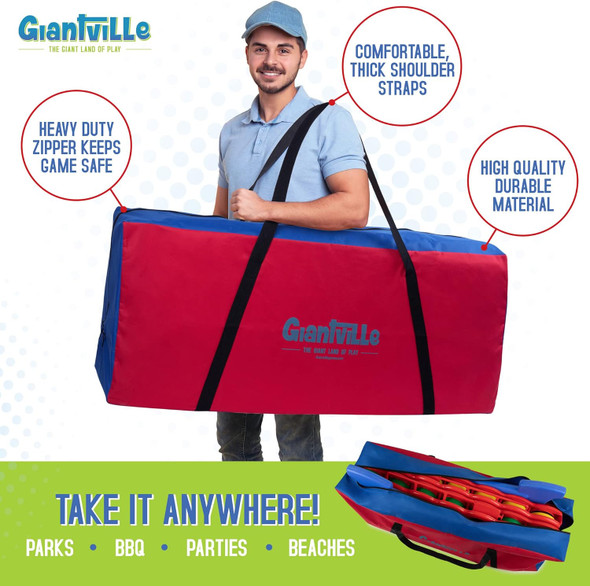 Giantville Giant 4 in a Row Connect Game 4'x3.5' - Storage Carry Bag -RED/BLUE