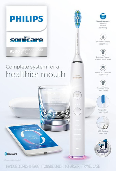 Philips Sonicare DiamondClean Smart 9500 Electric Toothbrush HX9924-01 - White