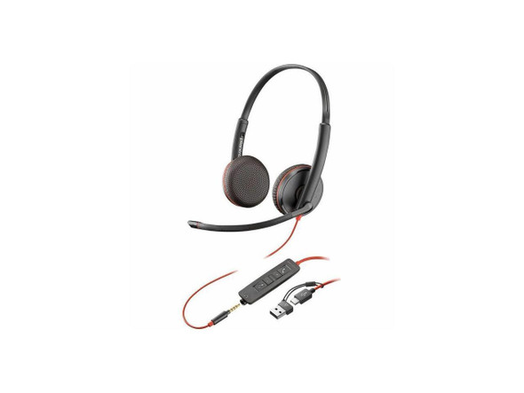 Poly Blackwire 3225 Stereo USB-C Headset + 3.5mm Plug + USB-C/A Adapter - Stereo Poly Blackwire 3225 Stereo USB-C Headset + 3.5mm Plug + USB-C/A Adapter - Stereo