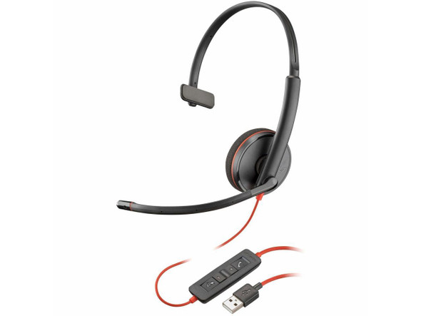 Poly Blackwire 3210 Monaural USB-A Headset TAA (Bulk) - Mono - USB Type A -