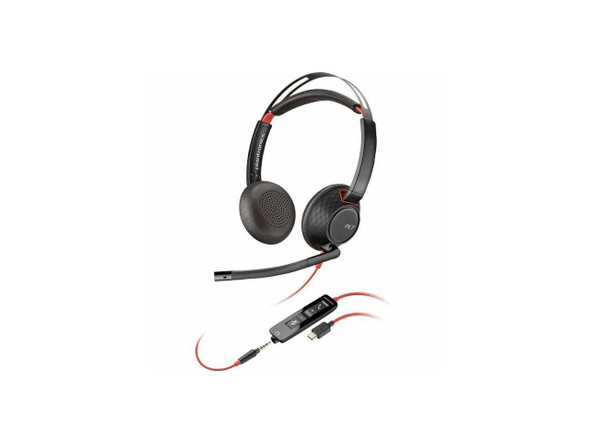 Poly Blackwire 5220 Stereo USB-C Headset + 3.5mm Plug + USB-C/A Adapter (Bulk) - Poly Blackwire 5220 Stereo USB-C Headset + 3.5mm Plug + USB-C/A Adapter (Bulk) -