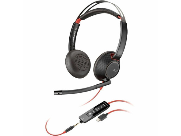 Poly Blackwire 5220 Stereo USB-C Headset +3.5mm Plug +USB-C/A Adapter (Bulk)