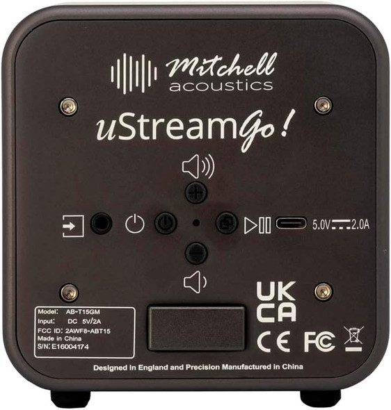 Mitchell Acoustics uStream Go Stereo Bluetooth Speakers (Pair) AB-T15GM - Black