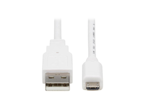 Tripp Lite U050AB-003-WH 3 ft. White Safe-IT USB-A to USB Micro-B Antibacterial