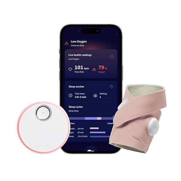 Owlet Dream Sock Smart Monitor Live Heart Rate Oxygen BM06N20MCJ - Dusty Rose
