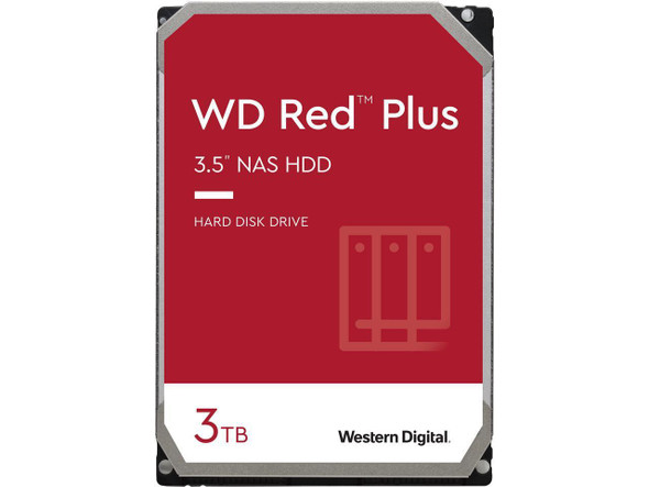 WD Red Plus 3TB NAS Hard Disk Drive - 5400 RPM Class SATA 6Gb/s, CMR, 128MB