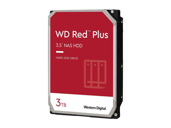WD Red Plus 3TB NAS Hard Disk Drive - 5400 RPM Class SATA 6Gb/s, CMR, 128MB