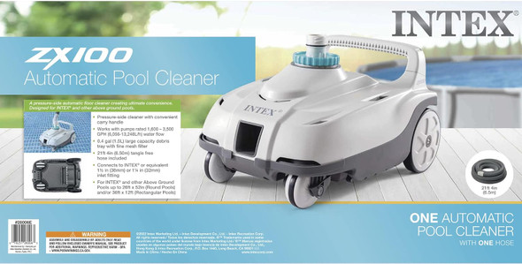 Intex ZX100 Automatic Pressure Side Swimming Pool Cleaner w/ Hose 28006E - White