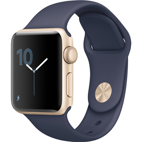 For Parts: Apple Watch Series 2 38mm Gold Aluminum Case Midnight Blue Sport - NO POWER