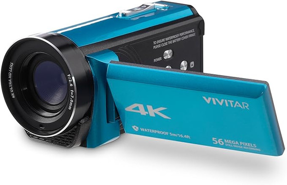 Vivitar 4K Camcorder Ultra HD Lens Recording 56MP 13MP DVR48K - BLUE