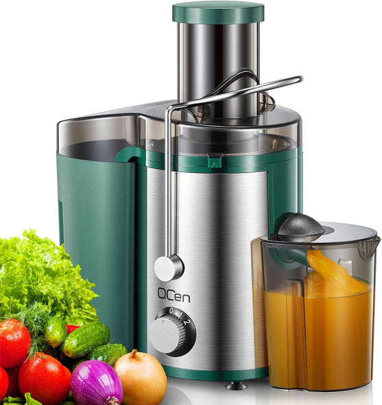 Qcen KS-500H Juicer Machine, 800W Centrifugal Juicer Extractor 3” Mouth - Green