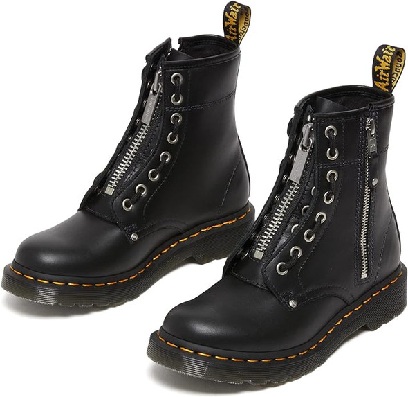 1460TZ Dr. Martens Women's 1460 Twin Zip Leather Lace Up Boots Black/Wanama 6