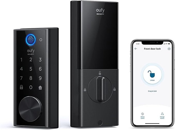 eufy Security S230 Smart Door Lock Touch & Wi-Fi Fingerprint Scanner - Black