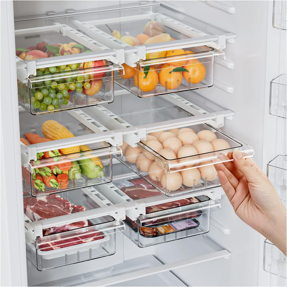 SNSLXH 2 Pack Refrigerator Drawer Organizer - Clear