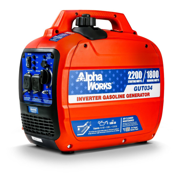 AlphaWorks Portable Gas Generator - 79CC Gas Engine 15A 2250W Output (2) AC