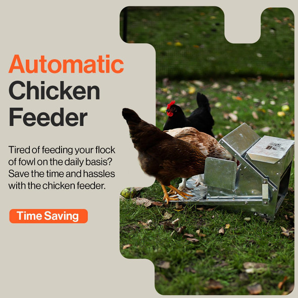 SuperHandy Automatic Chicken Feeder - 20lbs Capacity, Galvanized Steel