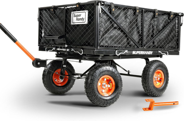 SuperHandy Garden Cart with Tow & Dump Features - 10" Tires, Tugger Scooter
