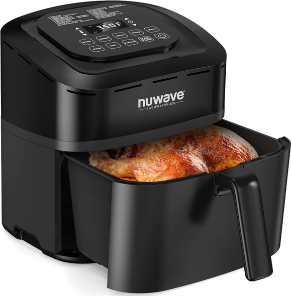 Nuwave Brio 10-in-1 Air Fryer 7.25Qt Crisping Roasting Dehydrating 37061 - Black