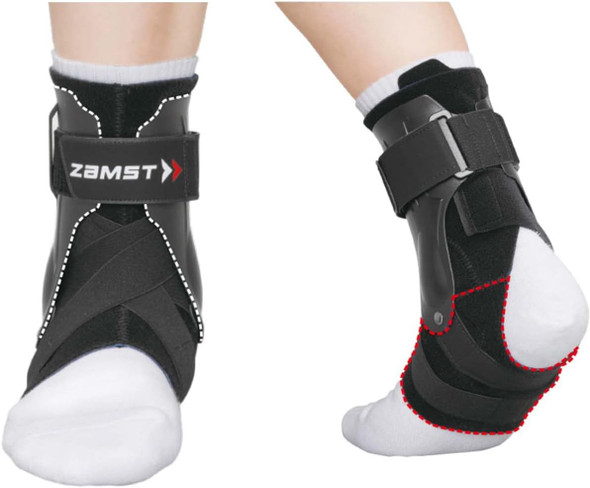 Zamst A2-DX Sports Ankle Brace with Protective Guards, Size Medium, Left - Black