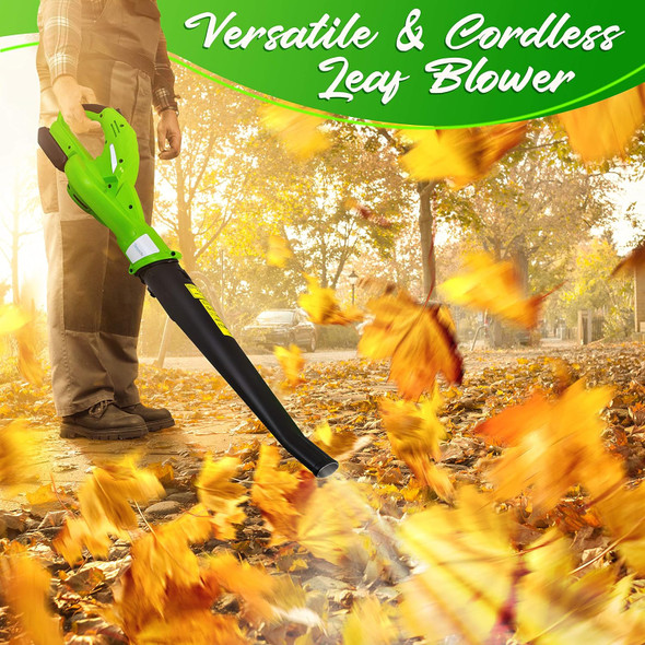 SereneLife Electric Leaf Blower, Cordless, Lightweight, 5 lbs PSLHTM32 - Green