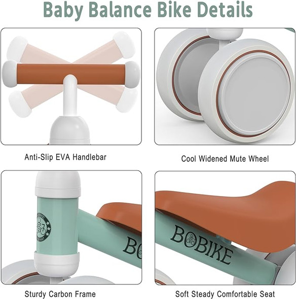 Bobike Baby Balance Bike Toys 10-24 Months Kids Toy Boy & Girls - Light green