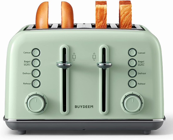 BUYDEEM DT640 4-Slice Toaster, 7-Shade Settings DT-6B83G - Cozy Greenish