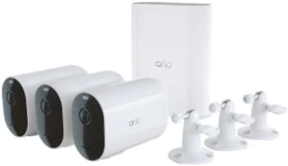 Arlo Pro 4 XL Spotlight 3 Camera Security Bundle 2K Motion Only VMS4352P - White